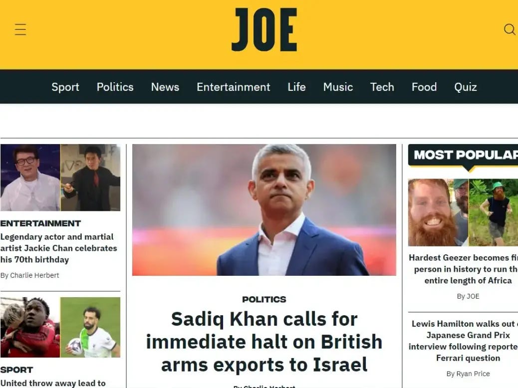Joe.co.uk homepage on 8 April 2024