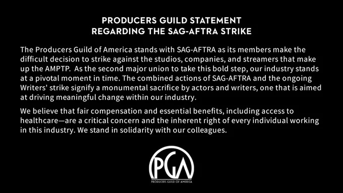 Producers Guild statement regarding the SAG-AFTRA strike