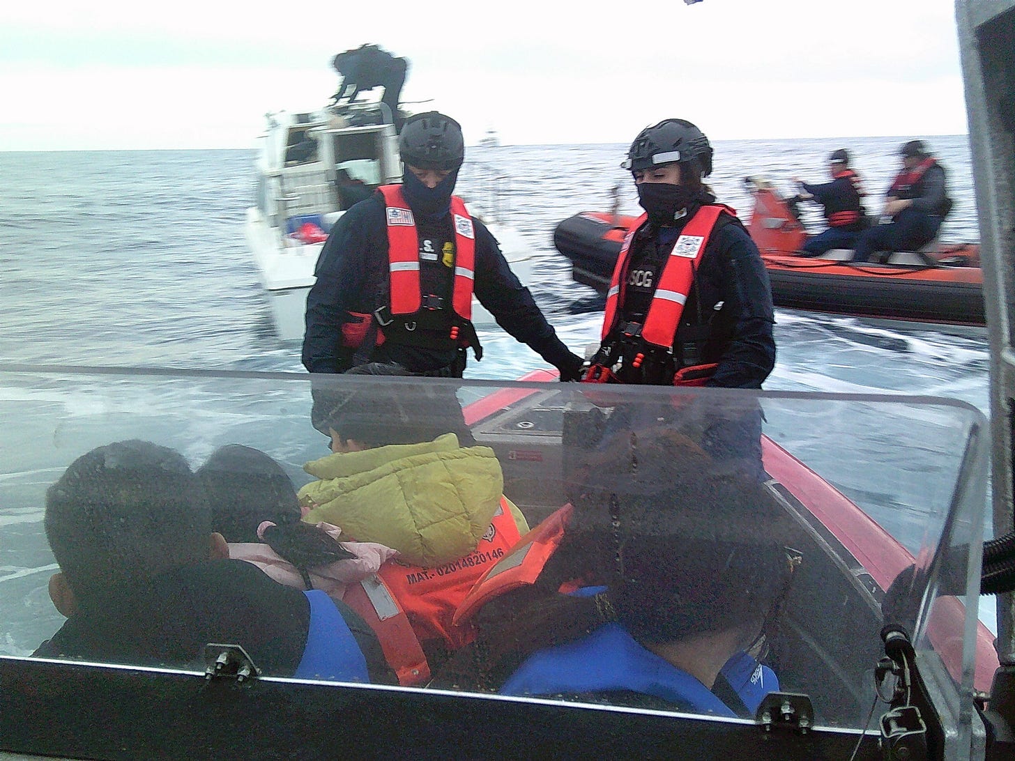 Crew of USCG Cutter Haddock removes migrants attempting to illegally enter the US from a boat off the California coast (Feb. 28, 2025) Crew of USCG Cutter Haddock removes migrants attempting to illegally enter the US from a boat off the California coast (Feb. 28, 2025)
