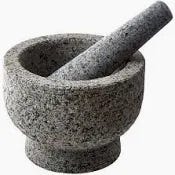 Kota Japan 6” Heavy Granite 2 Cup Mortar & Pestle Natural Stone Molcajete Bowl and Grinder Set for Spices, Herbs, Seasonings, Pastes, Pesto and