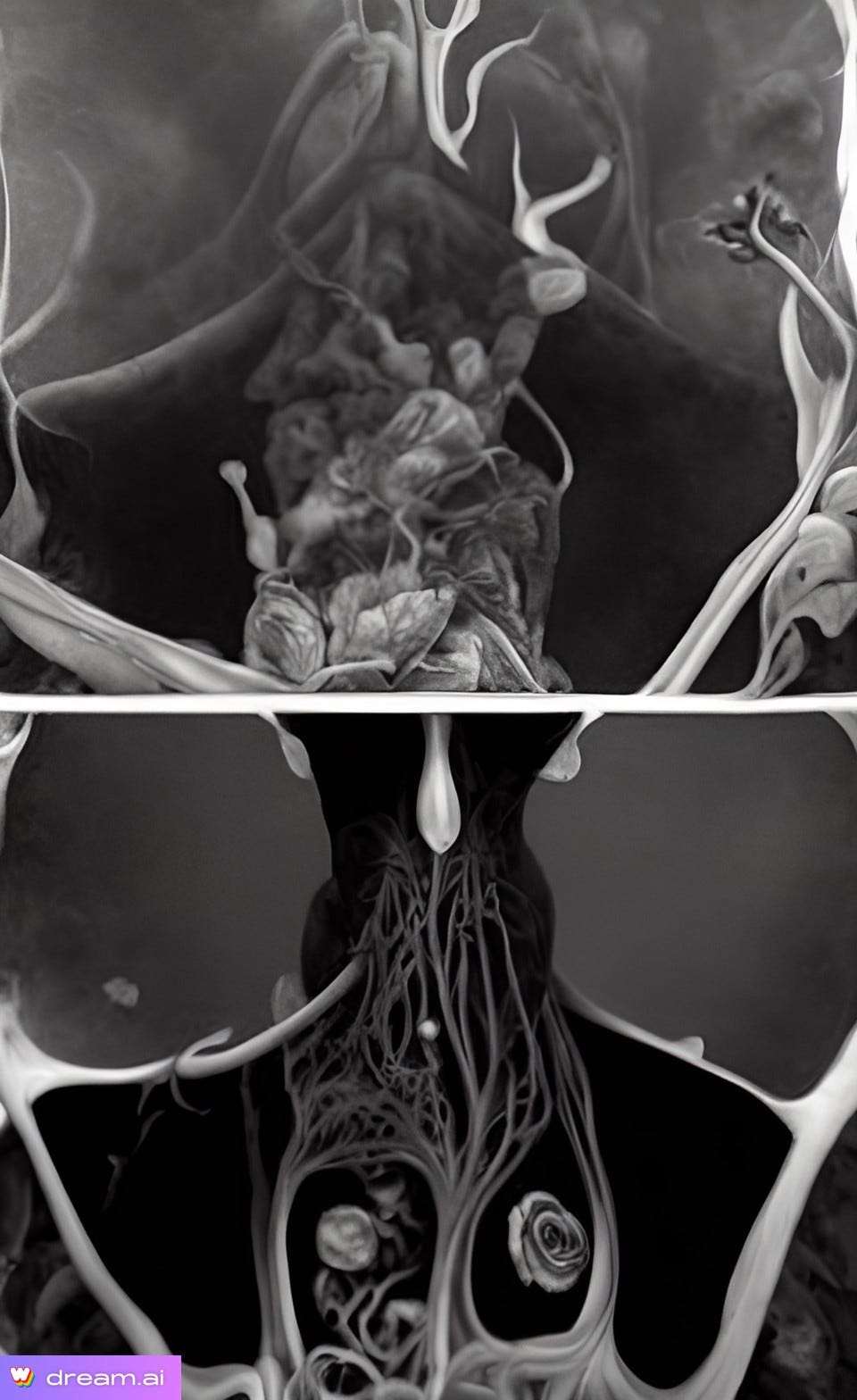 A.I. impressions of radiographic sinus images interpreted as if they were plants and flowers