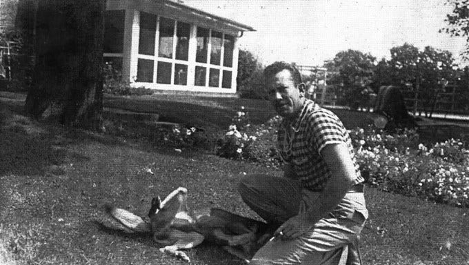 Steinbeck with Toby, 1937 (Photograph:  Beatrice Kaufman) 