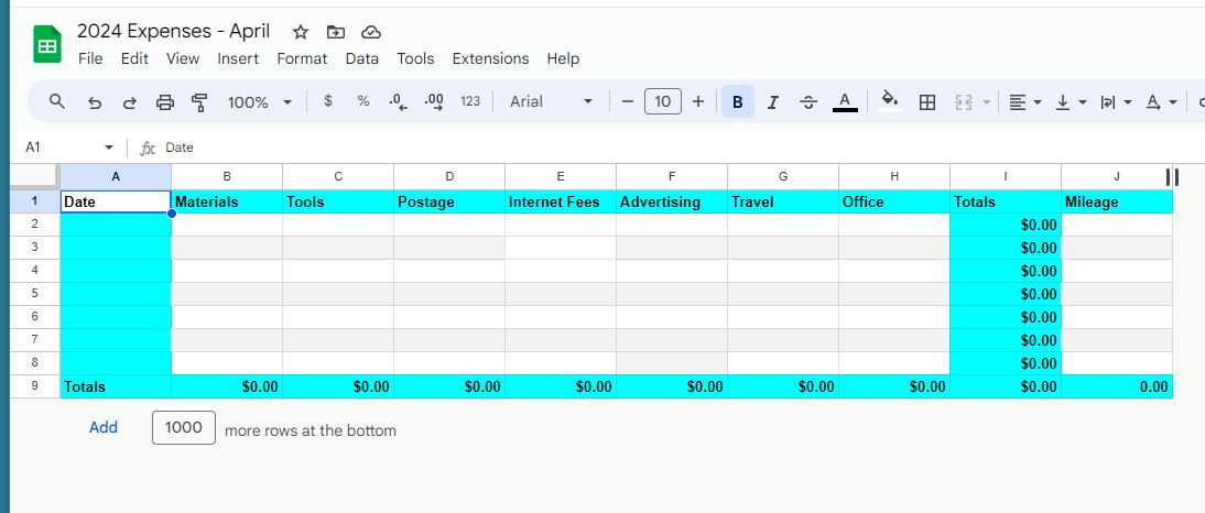 Monthly Expense Spreadsheet