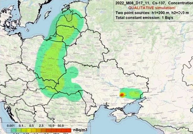 The radioactive cloud would cover huge swathes of Europe