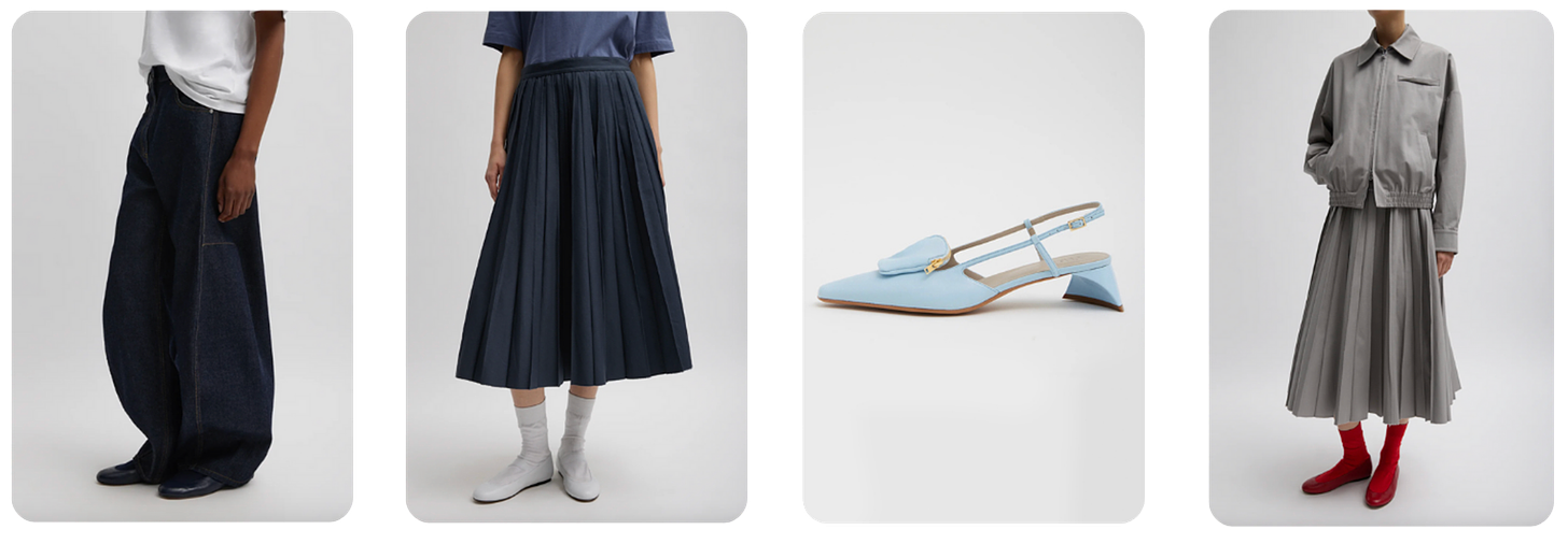 Pieces from Tibi, including the Sid Jeans, Oliver Skirts and Victor Slingbacks.
