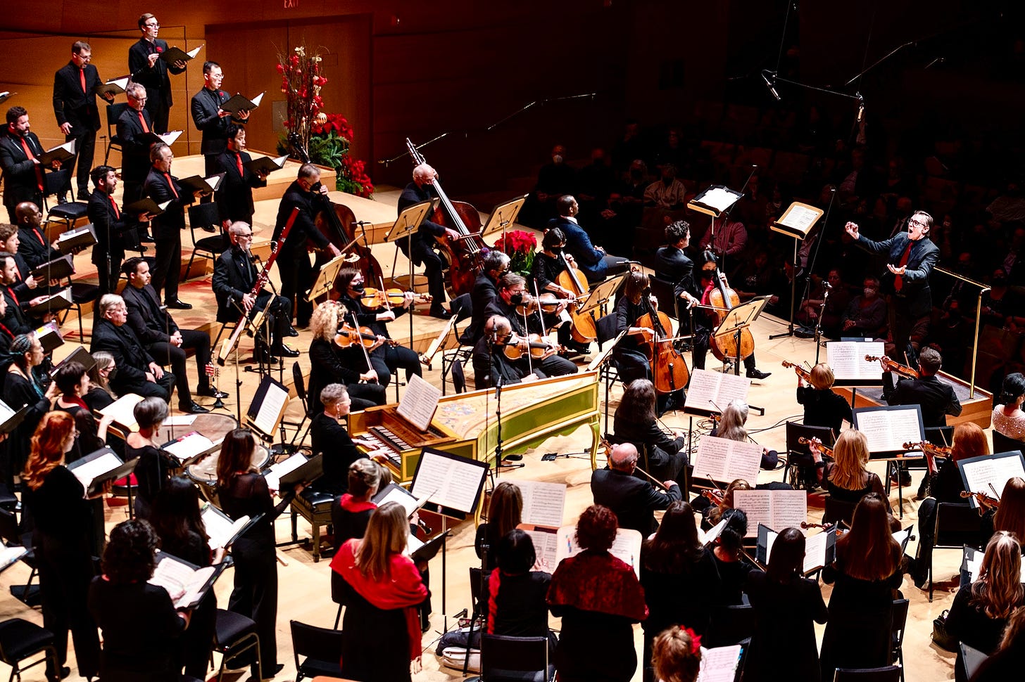 A chorus and a chamber orchestra perform