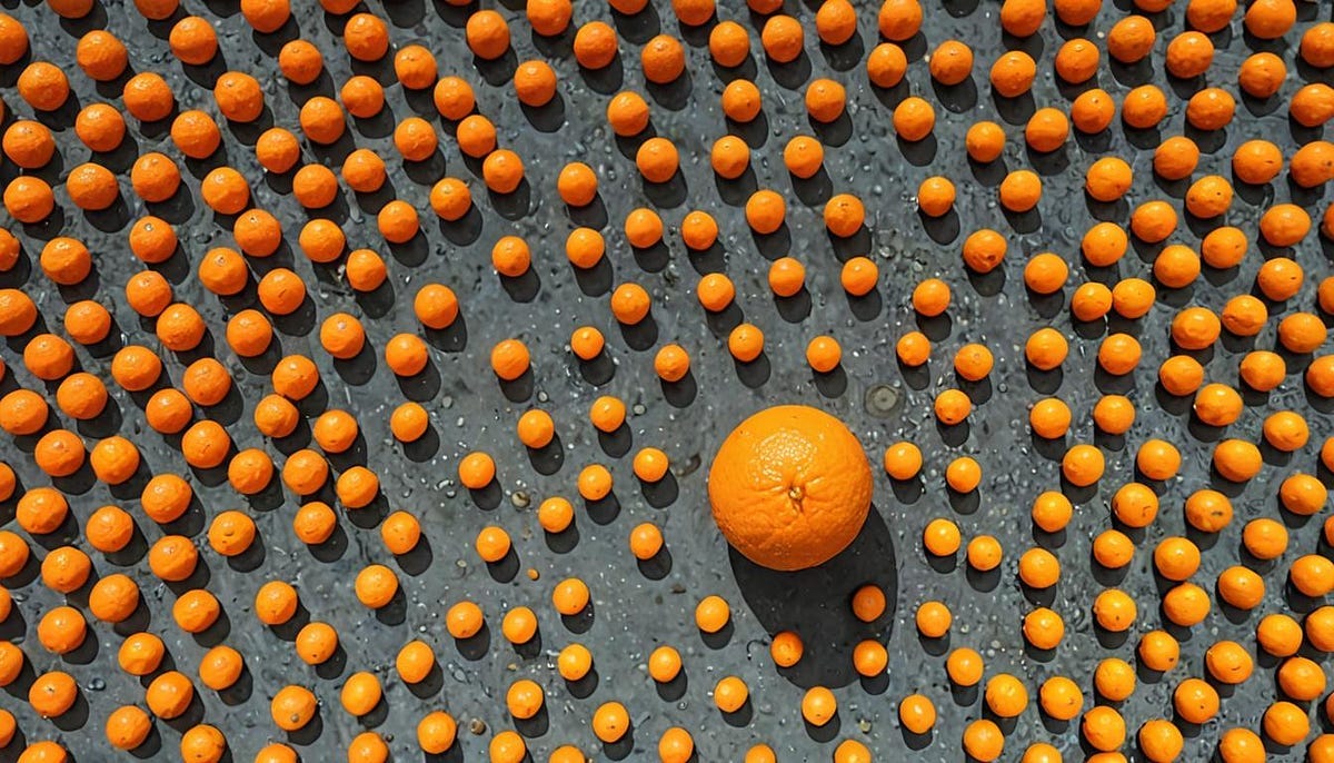 large orange fruit, surrounded by smaller ones