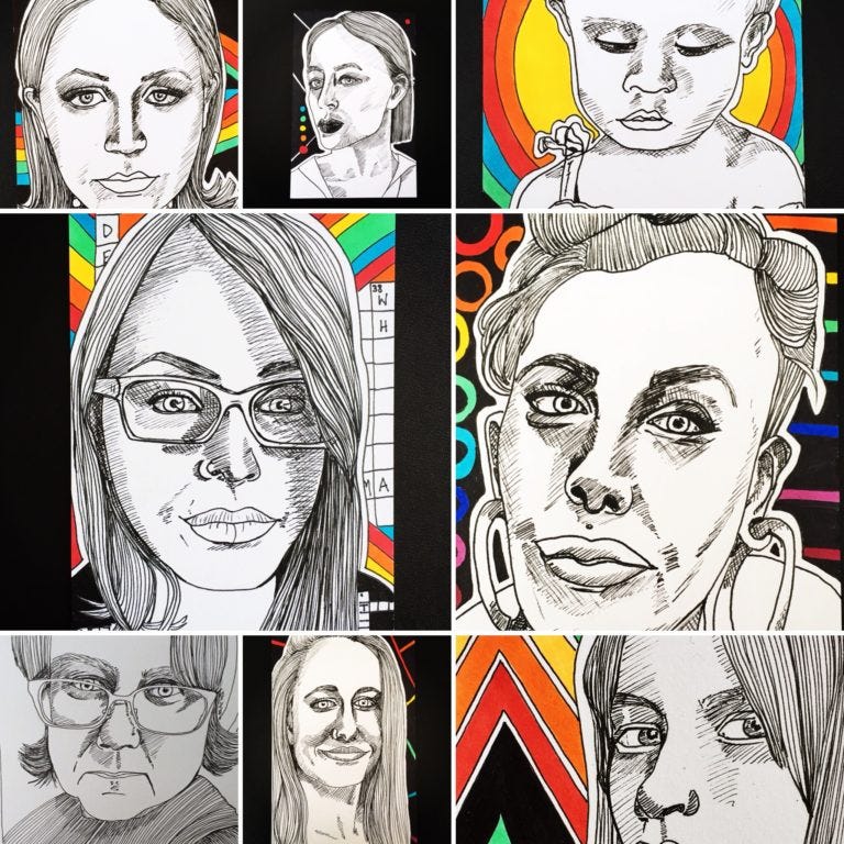 Images of portraits on index card from ICAD challenge 2019