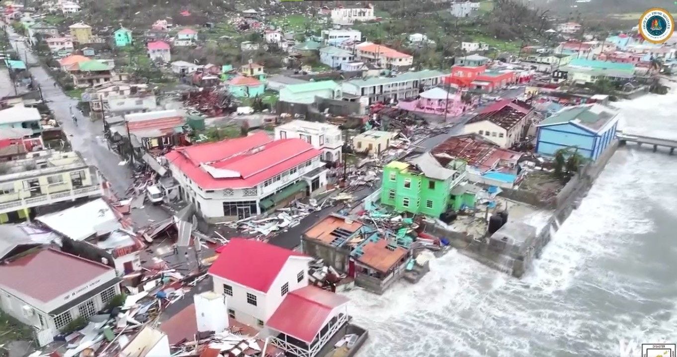 Aerial view of the damage caused by Hurricane Beryl in Grenada (Image courtesy Grenada Information Service Facebook)