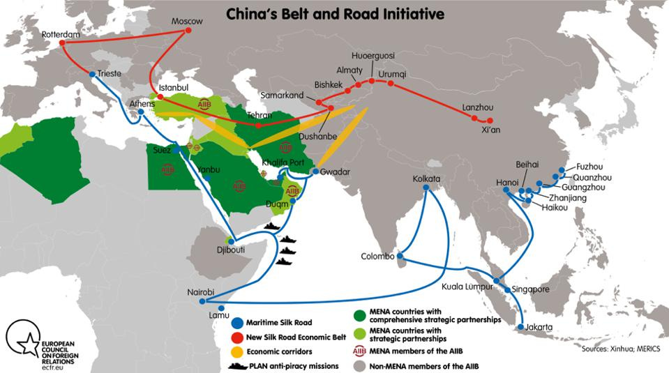 Chine Initiative de la Ceinture et de la Route Arabie Iran Moyen-Orient