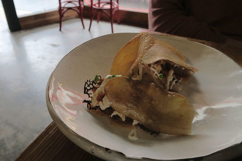 Potato and chive dumplings at Bahjong in Geelong.