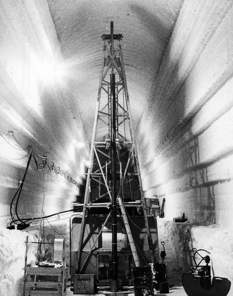A 9-meter rig in Camp Century's secret ice tunnel