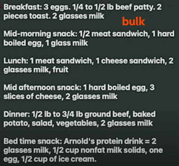 r/ArnoldSchwarzenegger - Arnold Schwarzenegger's bulk and cut diet