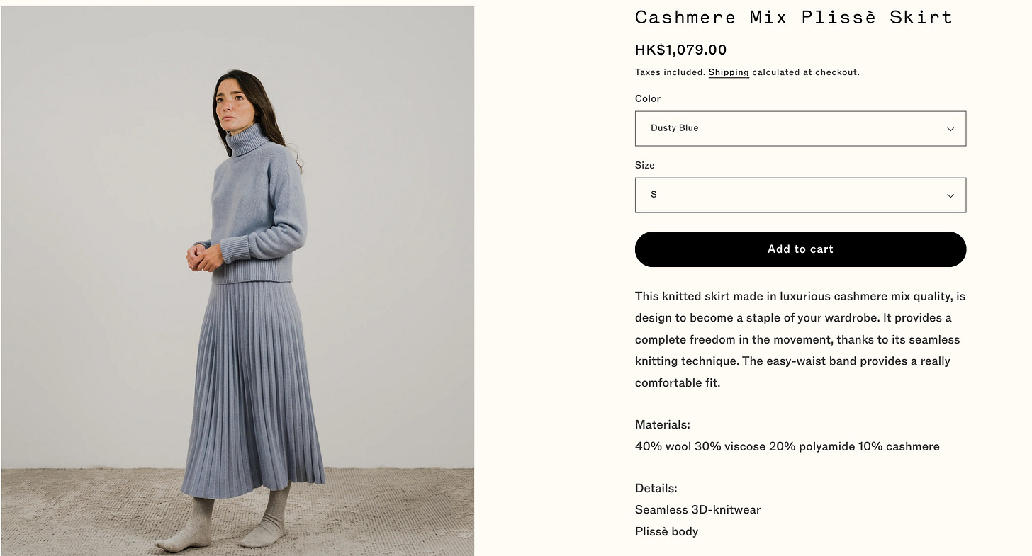 Lemme Wool and Cashmere Pleated Skirt