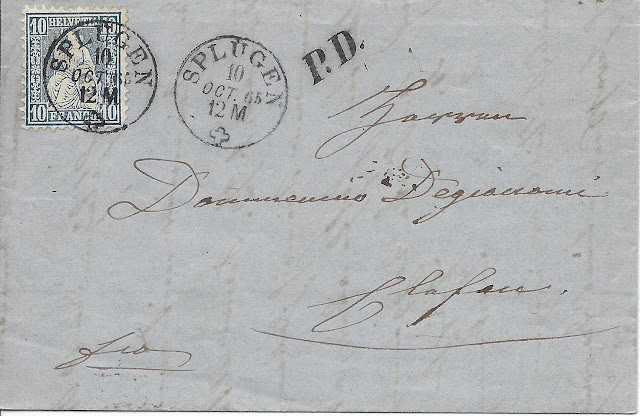 1865 letter mailed in Switzerland