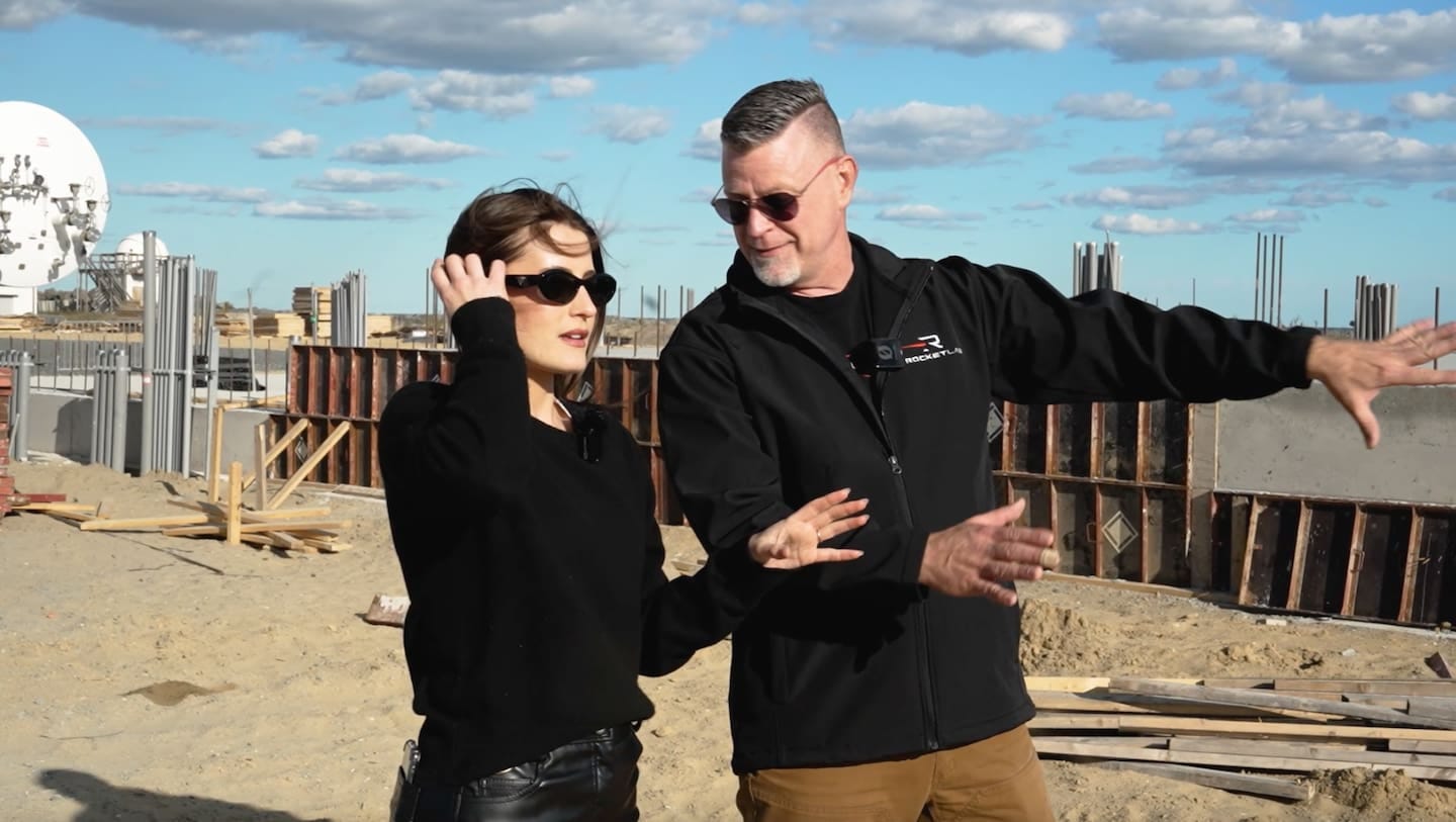 Rocket Lab's head of US test and launch Aaron Kuipers (right) took Markets with Madison on a tour of its Neutron launchpad under construction in Virginia.