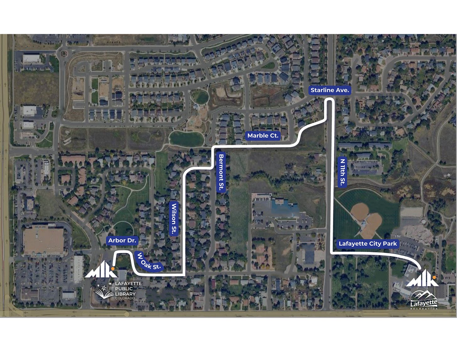 Route map for the 2025 MLK March in Lafayette Opens in new window