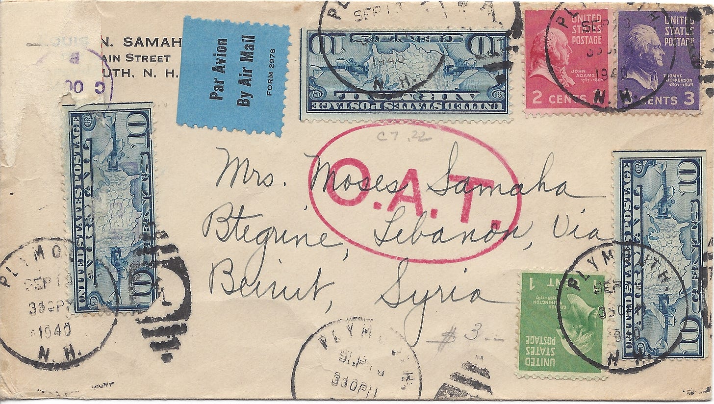 1940 letter sent from US to Syria