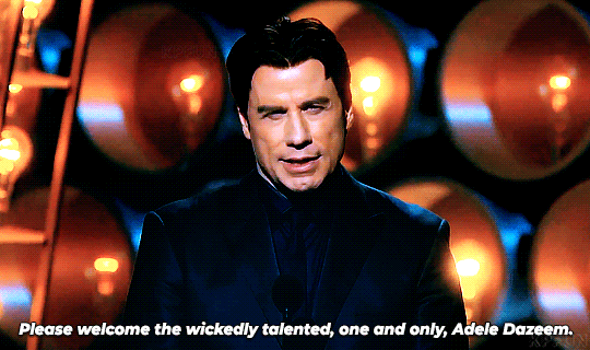 John Travolta at the Oscars: Please welcome the wickedly talented, one and only Adela Dazeem.