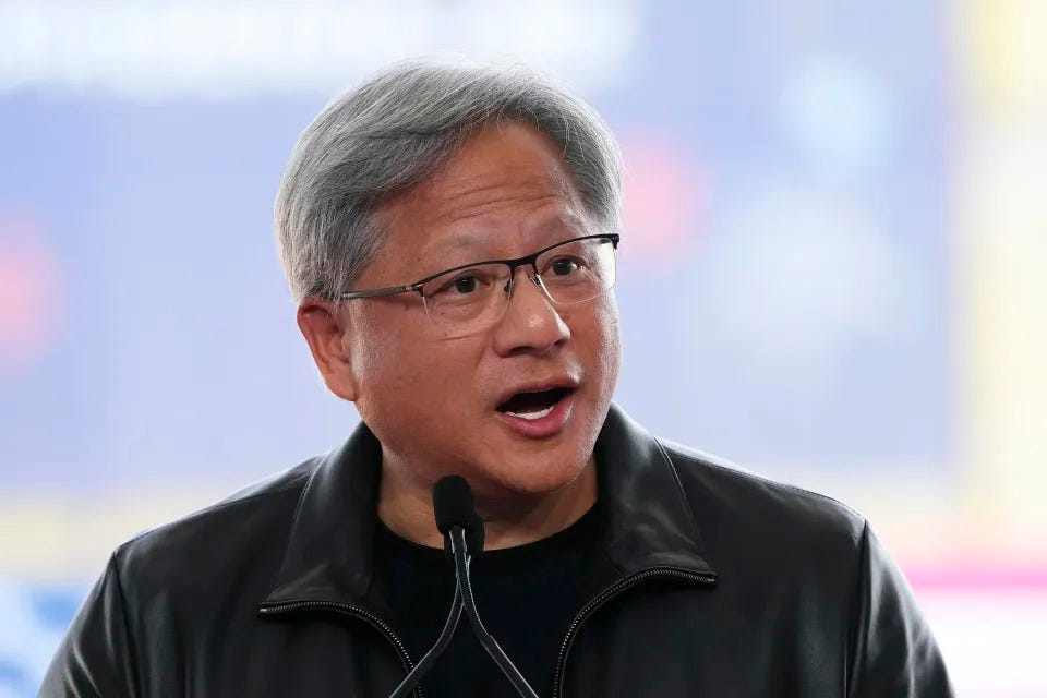 FILE - Nvidia Co-founder, President, and CEO Jensen Huang speaks at the Taiwan Semiconductor Manufacturing Company facility under construction in Phoenix, Tuesday, Dec. 6, 2022. Nvidia shares skyrocketed early Thursday after the chipmaker forecast a huge jump in revenue for the next quarter, notably pointing to chip demand for AI-related products and services.(AP Photo/Ross D. Franklin, File)