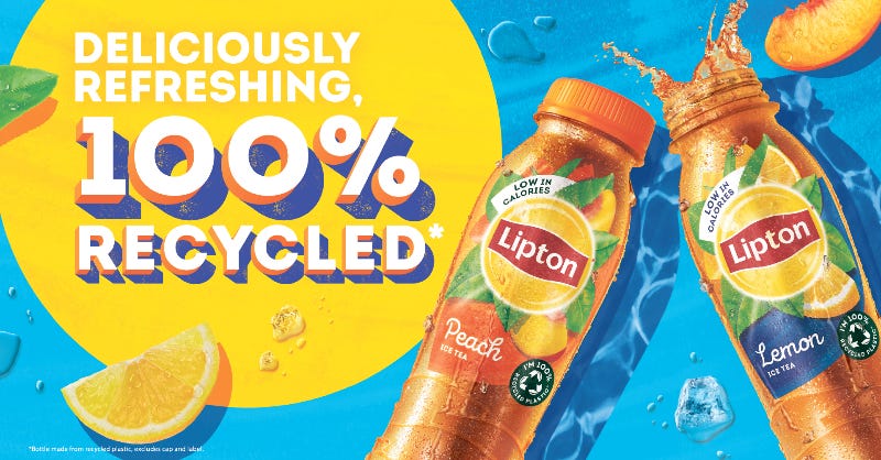 PepsiCo UK News on Twitter: "This summer we're introducing 100% rPET  bottles to our Lipton Ice Tea range. 🙌💛♻️ One step closer to our goal of  100% recycled plastic bottles by the