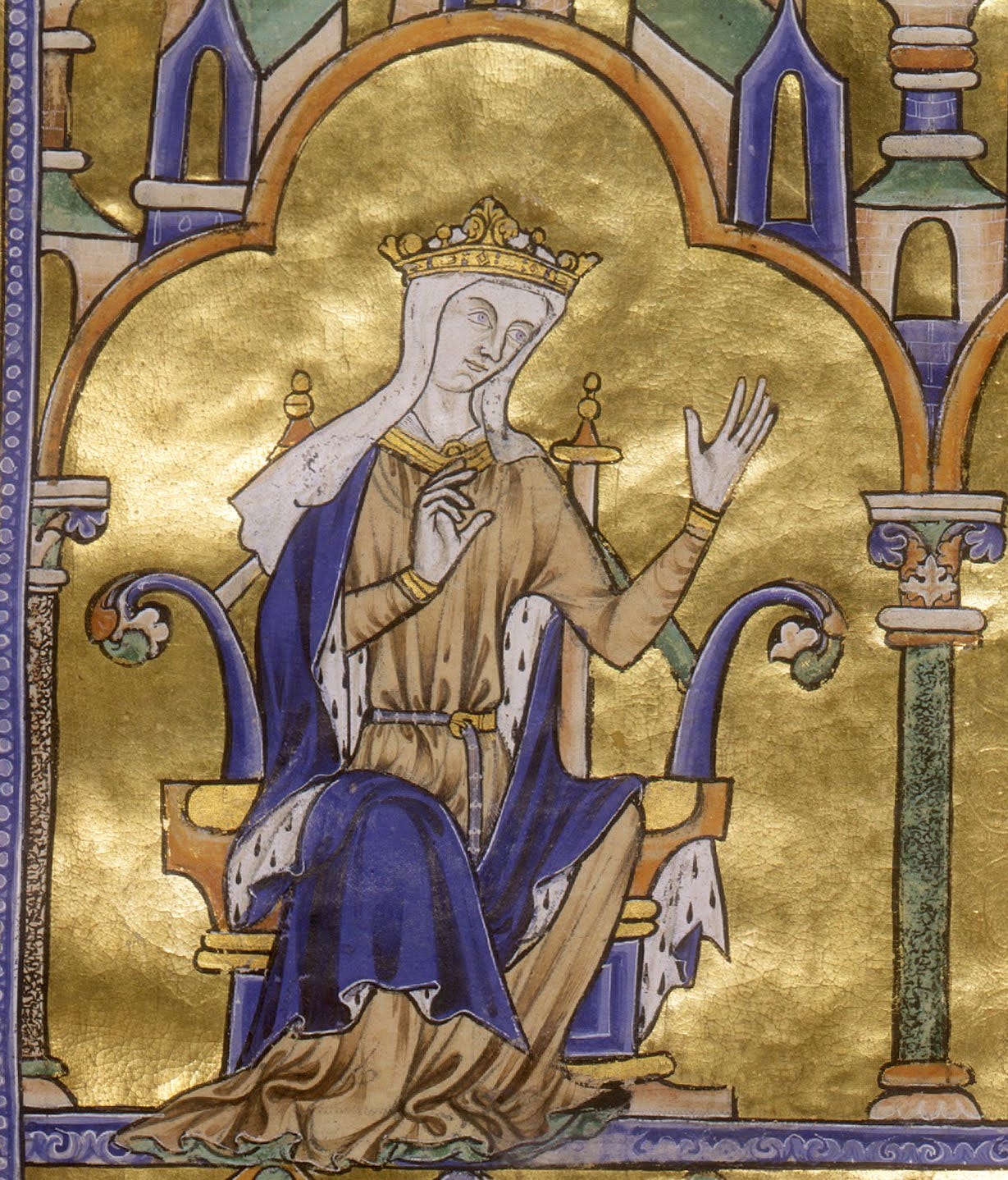 Illustrated manuscript depiction of Blanche of Castile. Illustrated manuscript depiction of Blanche of Castile.