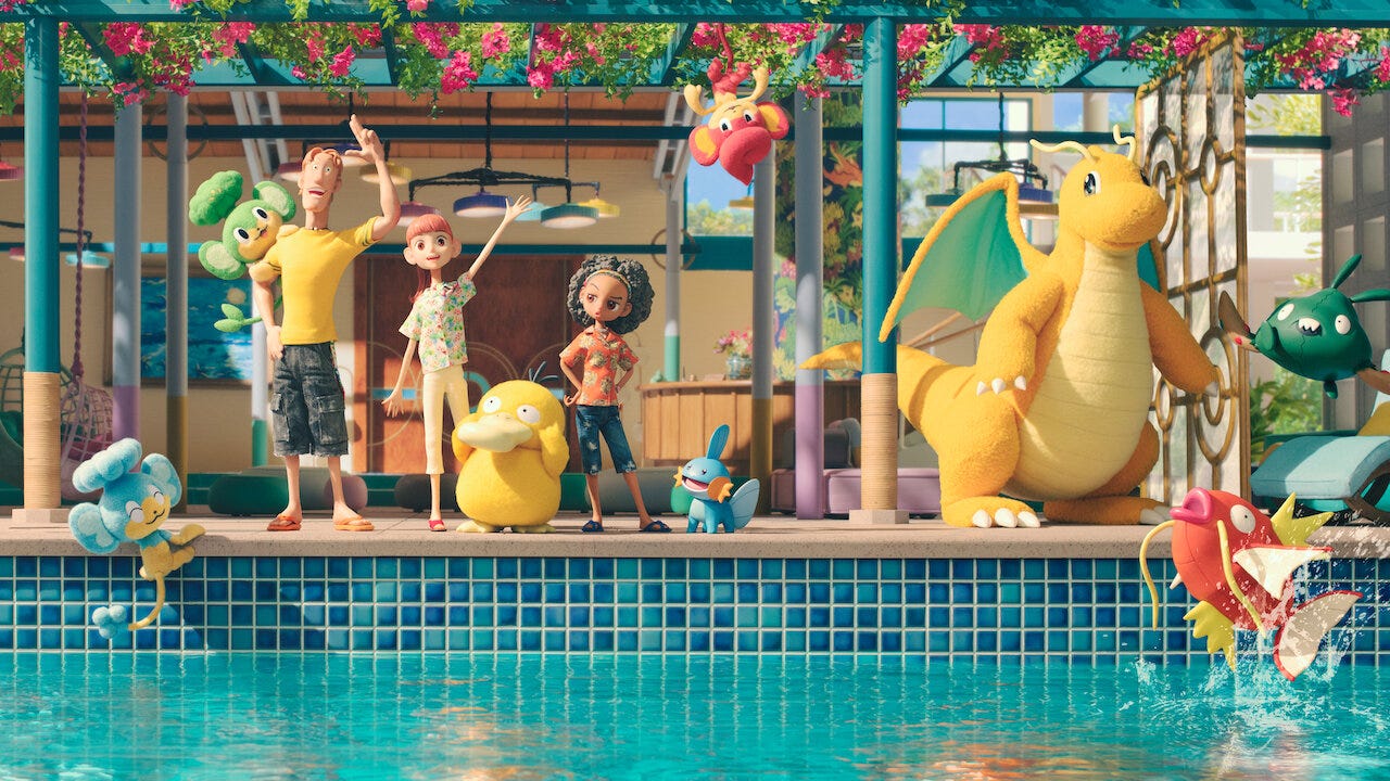 The main crew of the show in the resort's pool.