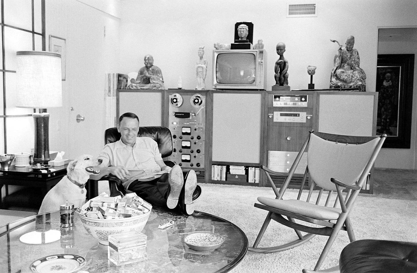 Frank Sinatra at home with his hi-fi