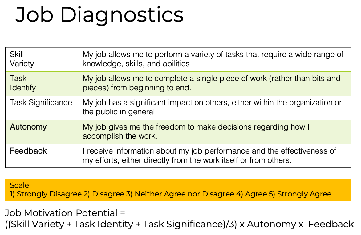 Simplified version of the job diagnostics survey.