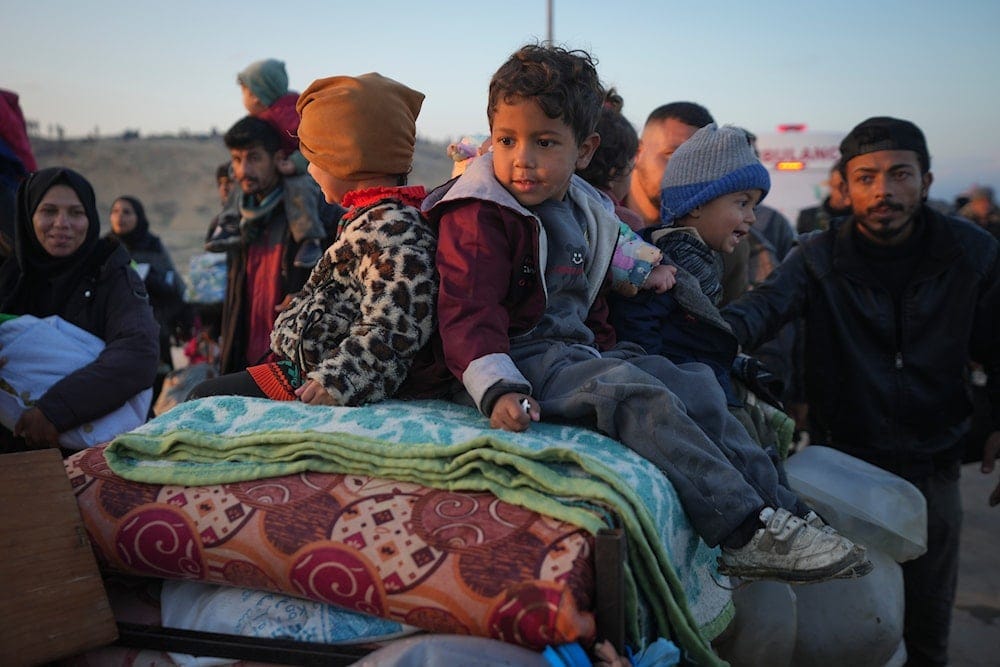 Displaced Palestinians return to their homes in the northern Gaza Strip, following Israel's decision to allow thousands of them to go back for the first time since the early weeks of the 15-month war with Hamas, on January 27, 2025. (AP)