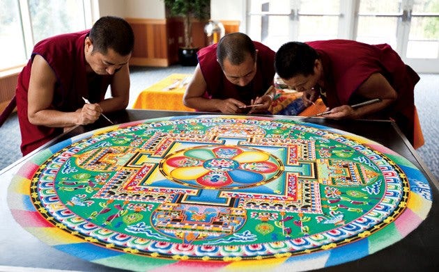 Tibetan Monks Painstakingly Create Incredible Mandalas Using Millions of  Grains of Sand