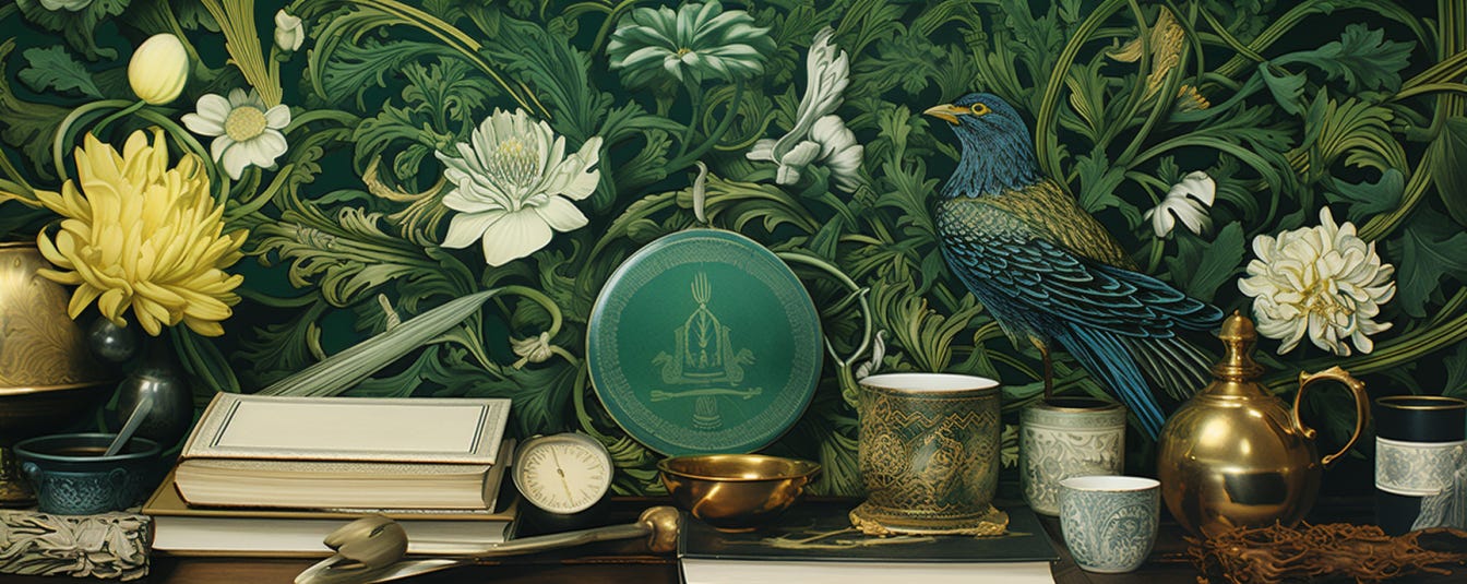 Moodboard of Victoriana in Scheele's Green