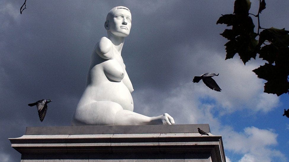 The marble sculpture of Alison Lapper by Marc Quinn stood in Trafalgar Square between 2005 and 2007