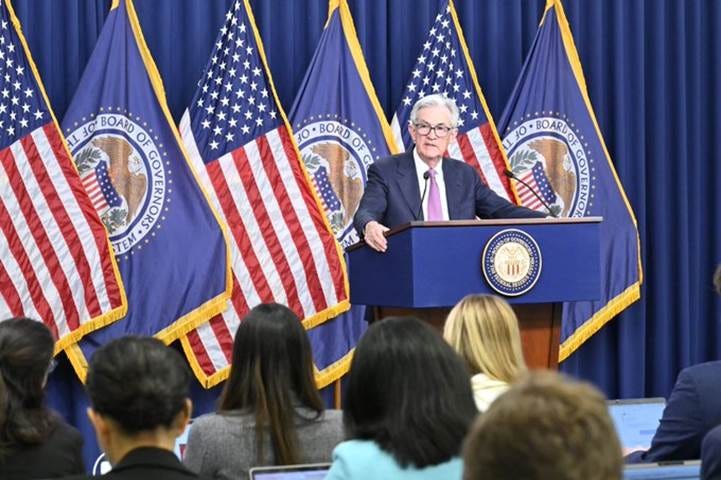 Chair Powell answers reporters' questions at the FOMC press conference on June 14, 2023.