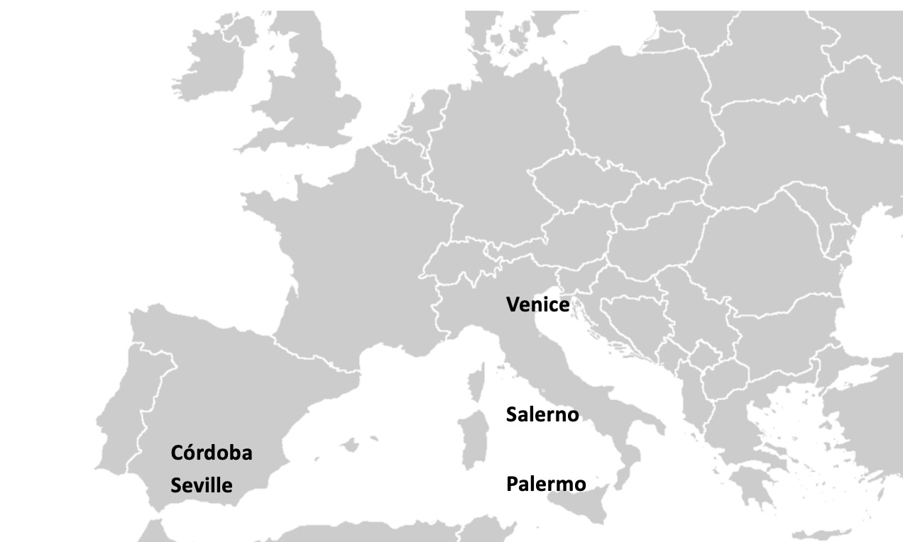 Map of the five cities