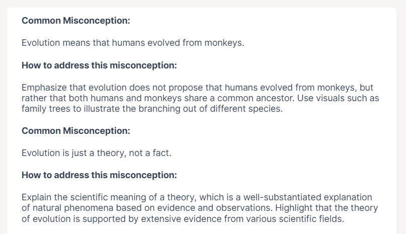 Common Misconceptions Tool resource.