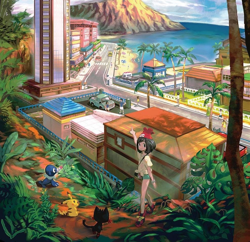 Official Pokemon Sun and Moon artwork showcases the beauty of Alola's  Hau'oli City | Pokémon Blog