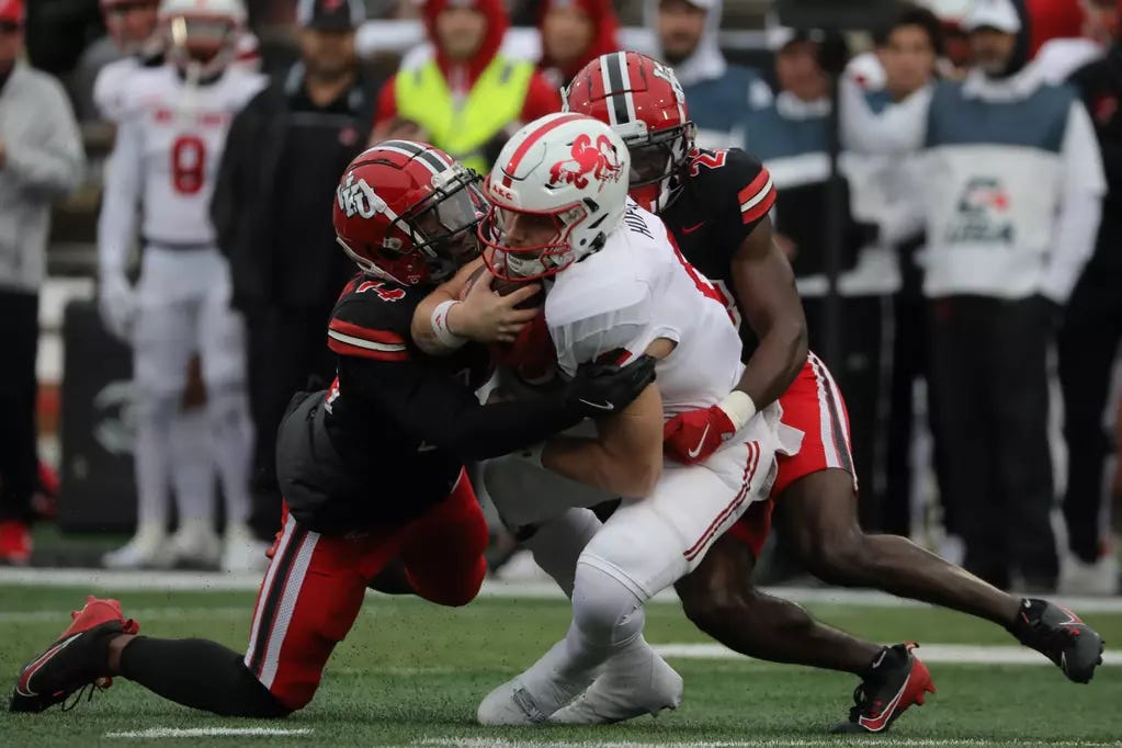 JACKSONVILLE STATE VS WKU - Image 8: Defensive back Devonte' Mathews (14)  and Defensive back Keyshawn Swanson (23) | Evan Brown/WKU Athletics - Western  Kentucky University