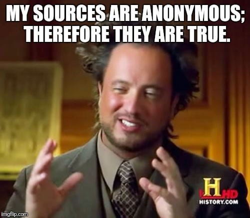 Network News and anonymous sources. - Imgflip