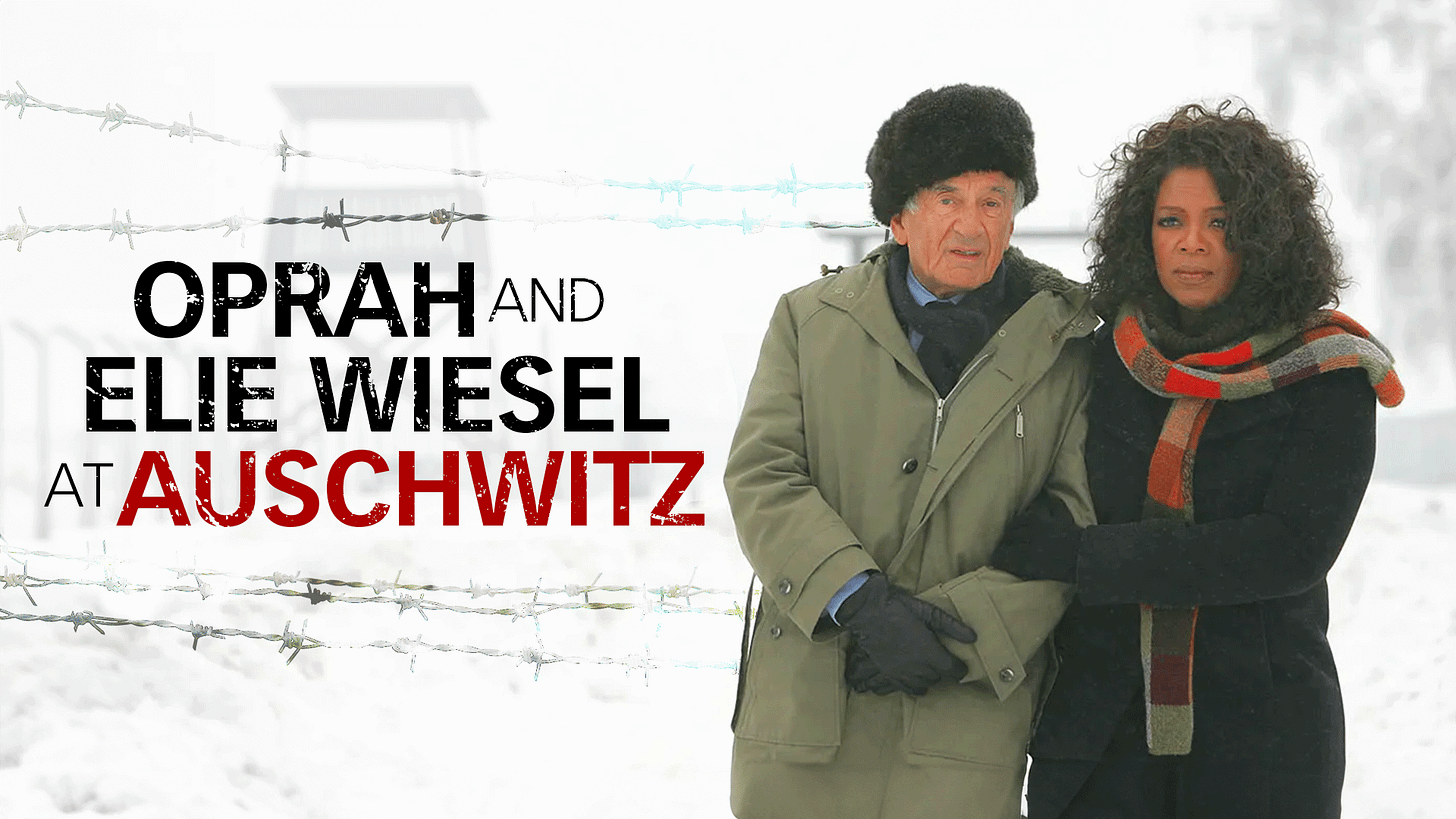 Oprah and Elie Wiesel at Auschwitz Death Camp