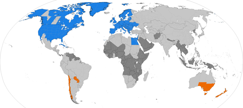 Map of countries that still use Daylight saving time