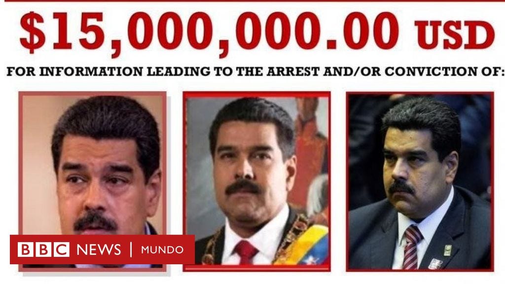 EE.UU. acusa a Nicolás Maduro de narcotráfico y ofrece una recompensa de  US$15 millones por su captura - BBC News Mundo