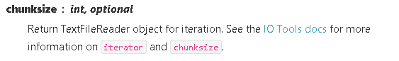 Setting a chunksize will make an iterator.  You can use it with a for loop in the bottom.