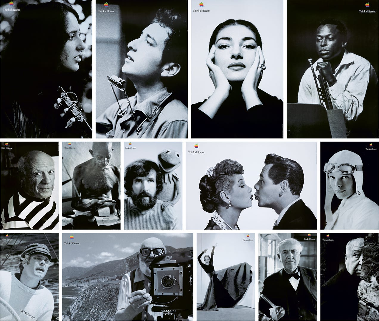 Some of Apple’s “Think Different” ads featuring well-known people