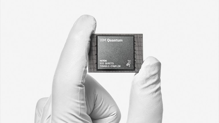 A IBM Quantum 133 Qubit HERON chip.