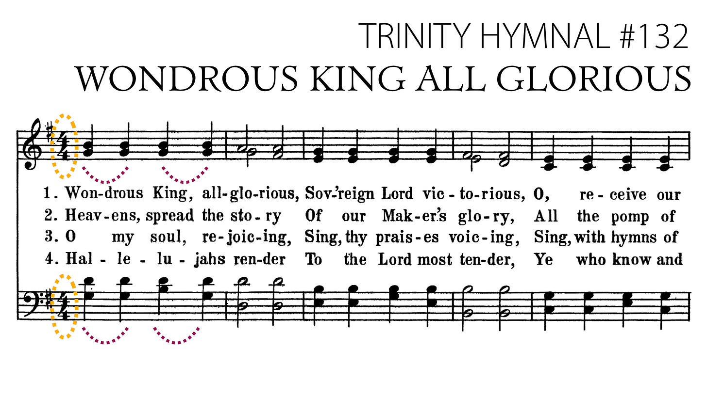 Wondrous King, All-Glorious Slide showing Beat grouping suggestion.