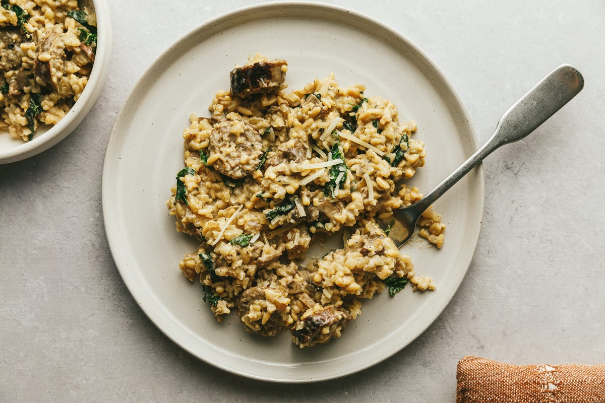 Low-carb risotto with lupini rice. 