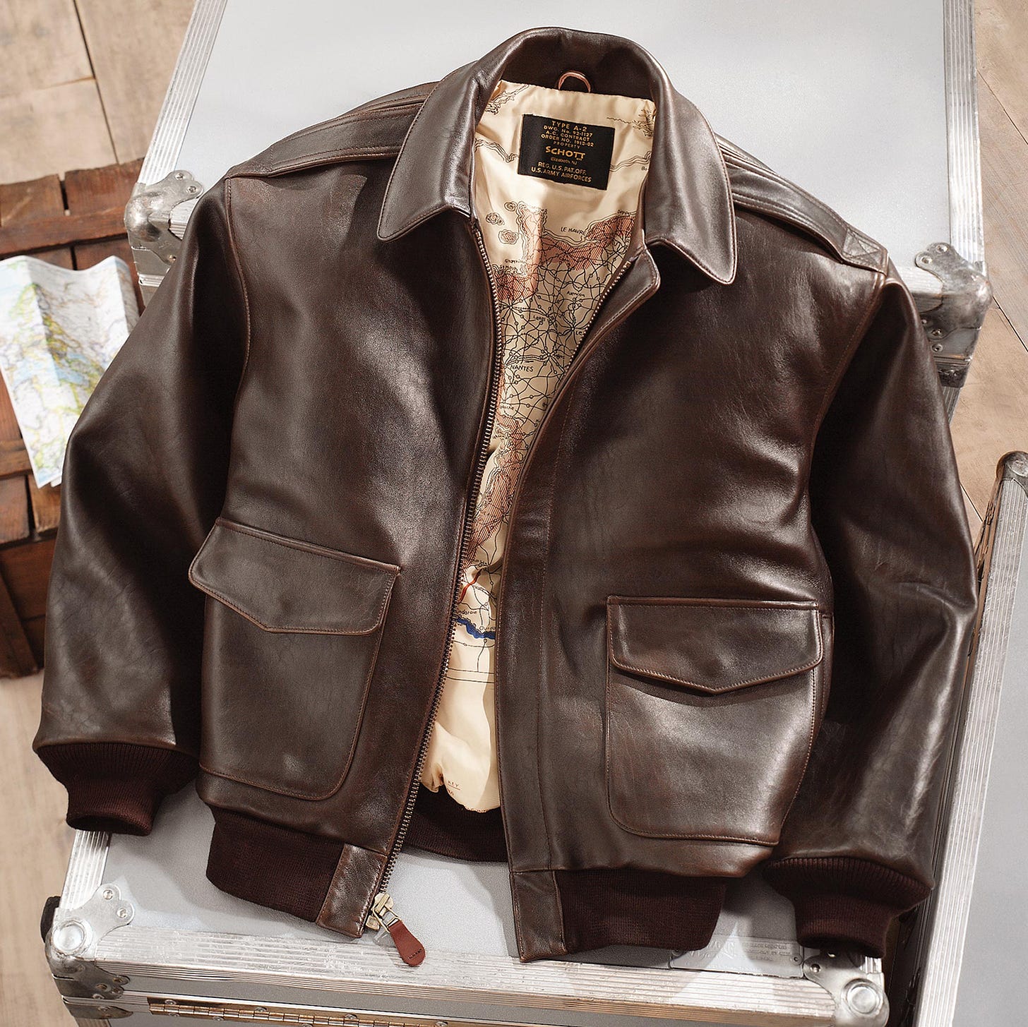 Leather A-2 Flight Jacket, 'Road to Victory'