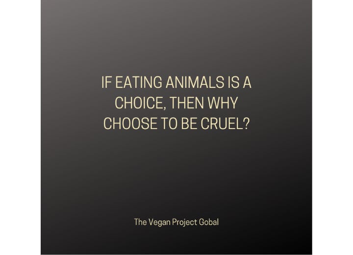 We challenge the moral justification for eating animals, framing it as a conscious choice with ethical implications. We invite reflection on compassion and encourage a shift away from normalized cruelty toward ethical, plant-based alternatives.