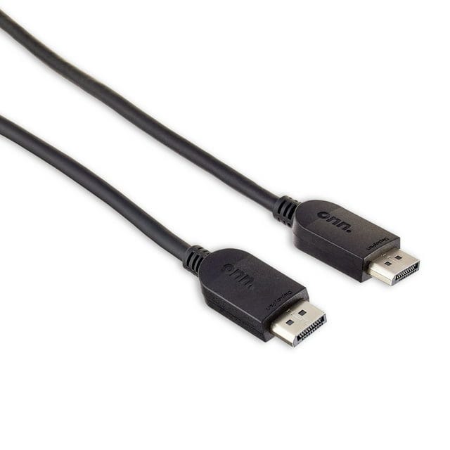 onn. 6' Display Port to Display Port Cable, Black